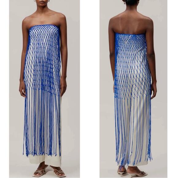 BAOBAB Indira Strapless Crochet Paraiso Blue Jumpsuit Size Medium - Picture 3 of 13